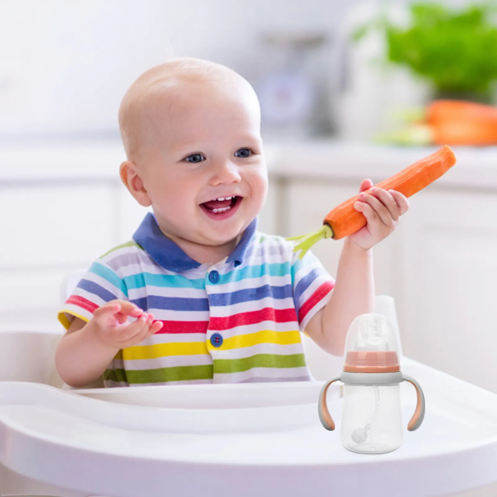 

Детская бутылочка для кормления 180 мл с защитой от падений, с широким горлышком, термостойкая, для младенцев и малышей, для питья молока и воды