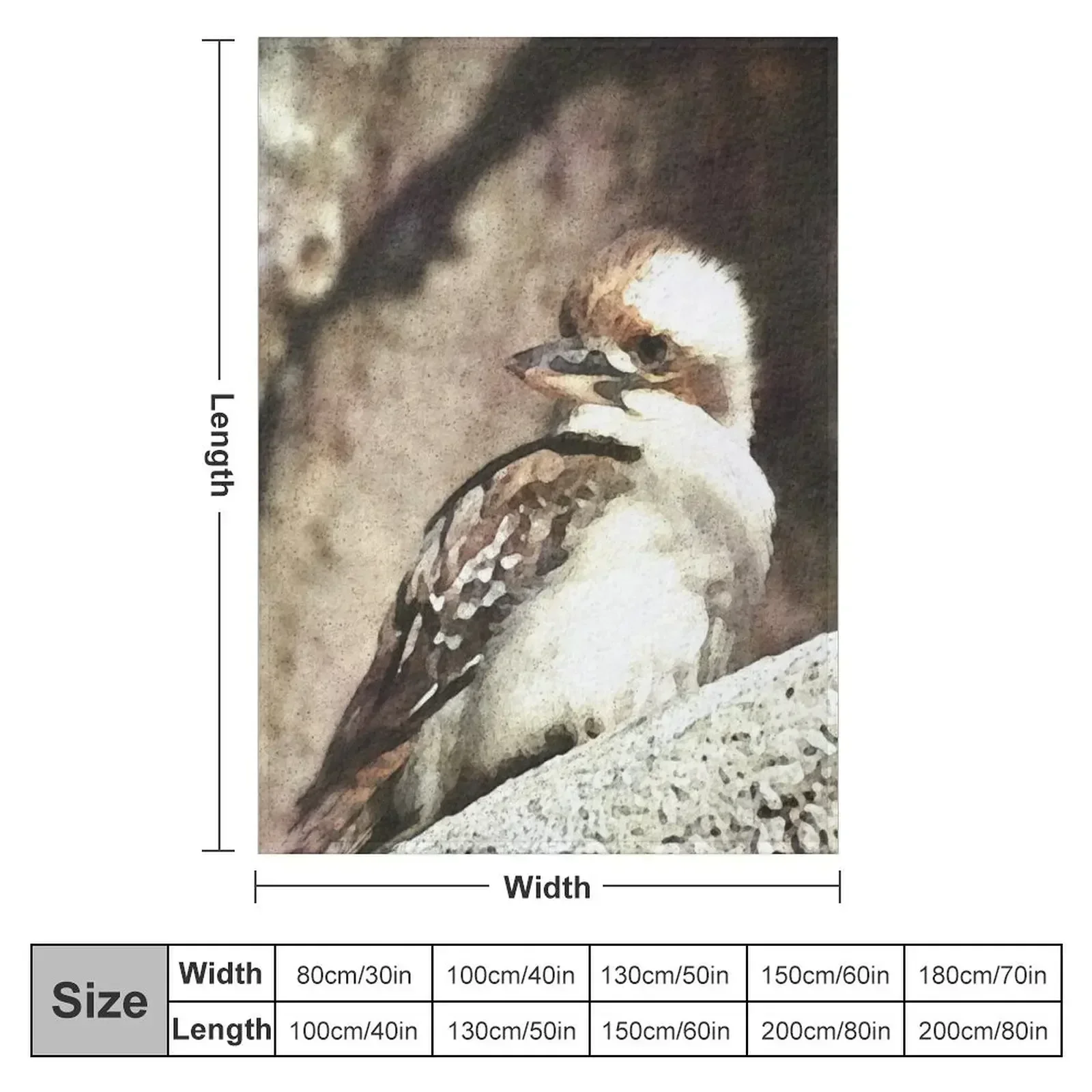 Australian Kookaburra Bird Throw Blanket couch cozy soft plush fuzzy picnic outdoor blanket