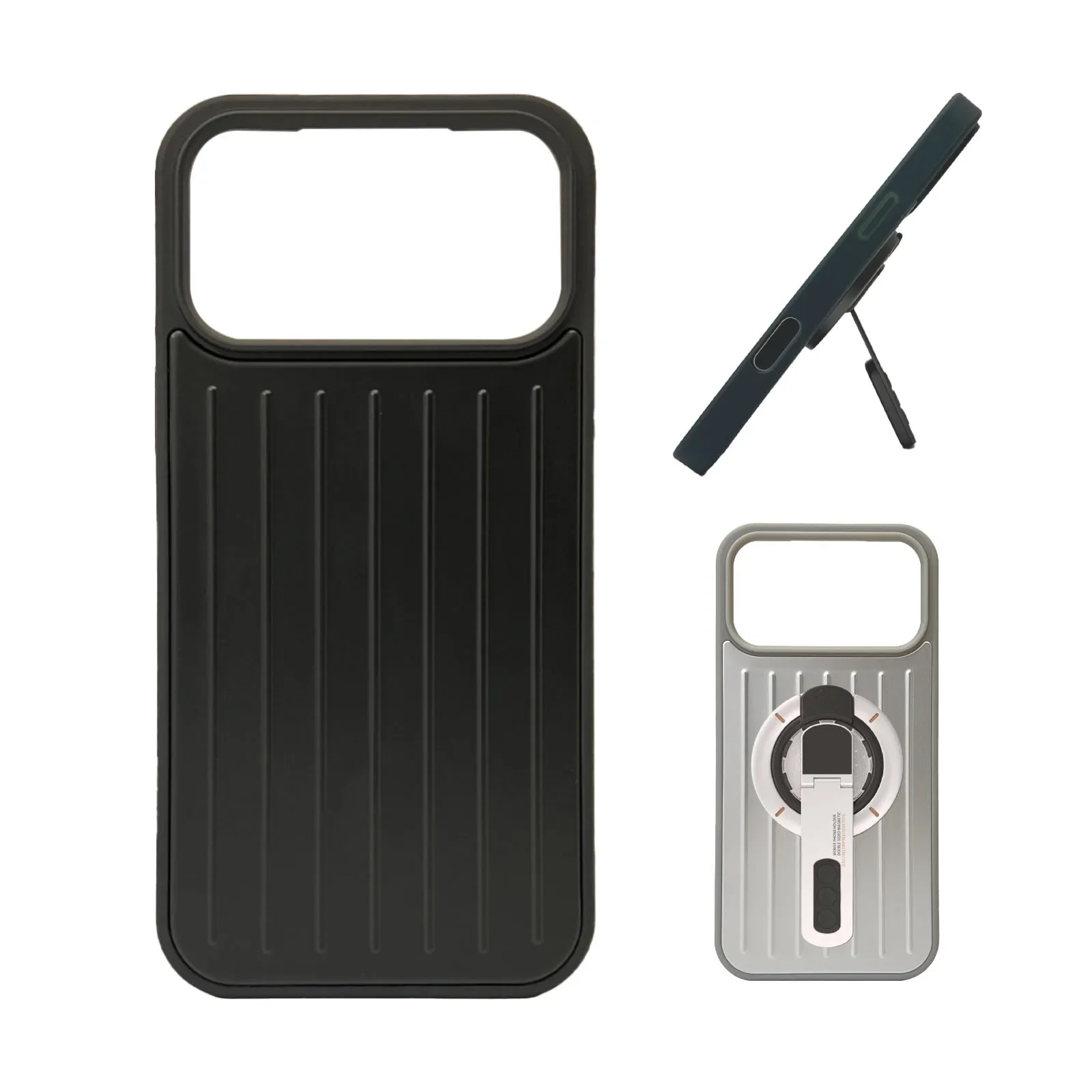 

for iPhone 17 Pro Max & 17Pro Shockproof Magnetic Case Aluminum Alloy Desert Gold Minimalist Suitcase Striped Luxury Phone Cover
