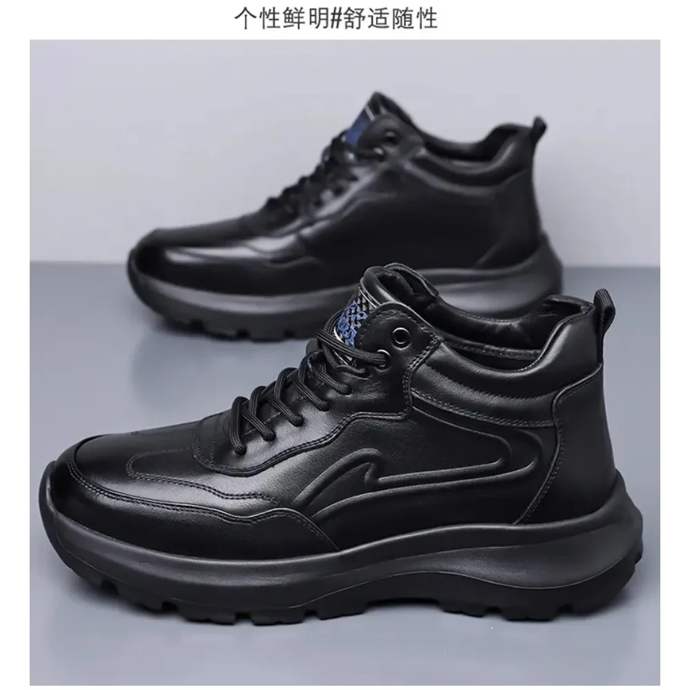 2025 herbst Neue Leichte Männer Casual Leder Turnschuhe Nicht-slip Atmungsaktiv Männlichen Outdoor Laufschuhe Lace Up Weiche Sport schuhe