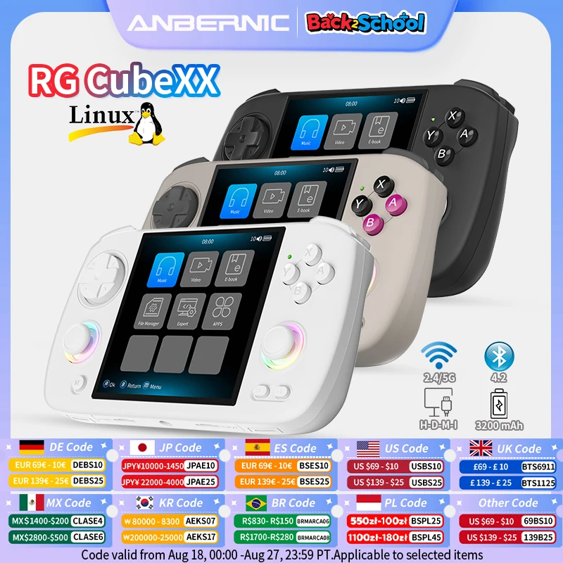 ANBERNIC RG Cubexx Retro Handheld Game Console 3.95'' IPS 720*720 Screen Linux 64bit Support WiFi Bluetooth Streaming Video Games