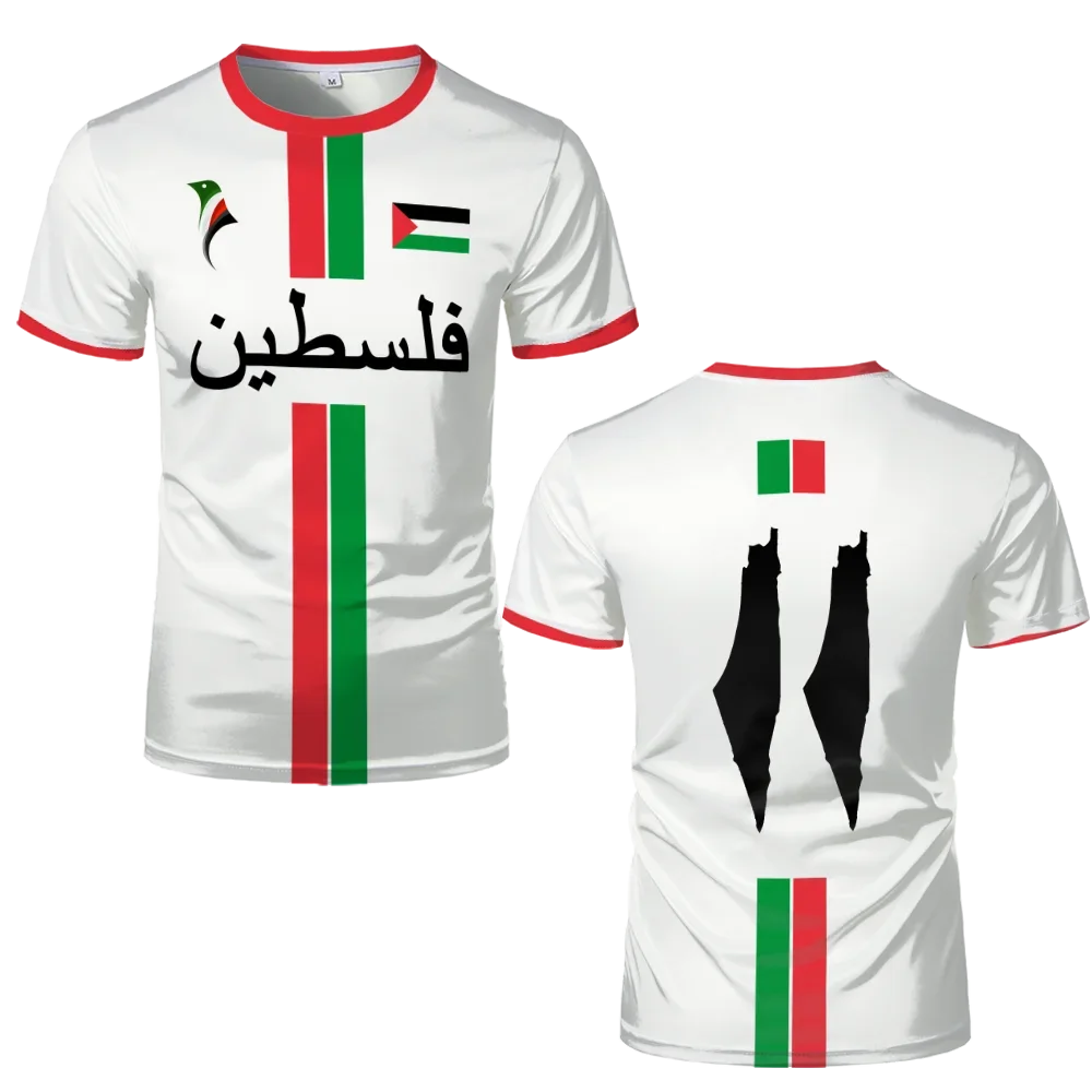 Fashion Palestine Flag Football T Shirts Trend Summer Short Sleeve National Emblem 3D Printed Sports Tees Loose Breathable Tops image 4