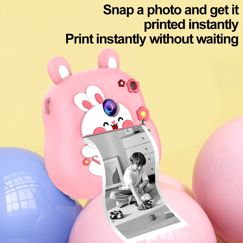 

K8 Kids Instant Print Cmera Selfie Thermal Print Cmera 2' Screen Dual Lens 1080P Children Print Cmera Christmas Birthday Gift
