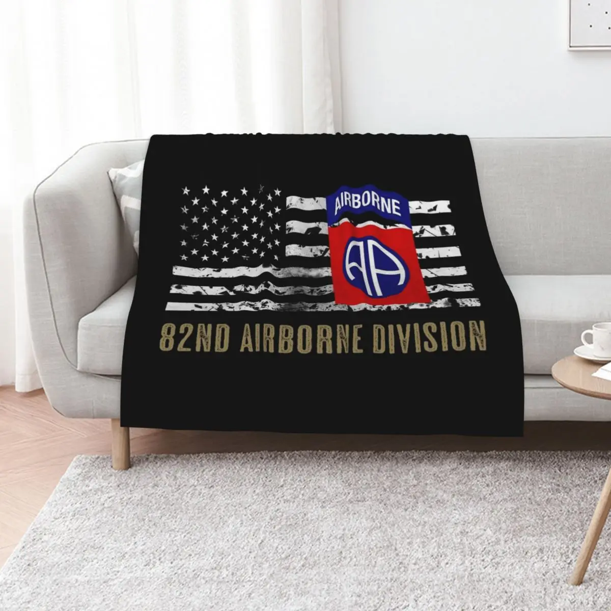 82nd Airborne Division (Distressed Flag) Throw Blanket Shaggy Furry Soft Blanket for Bedroom Living Room