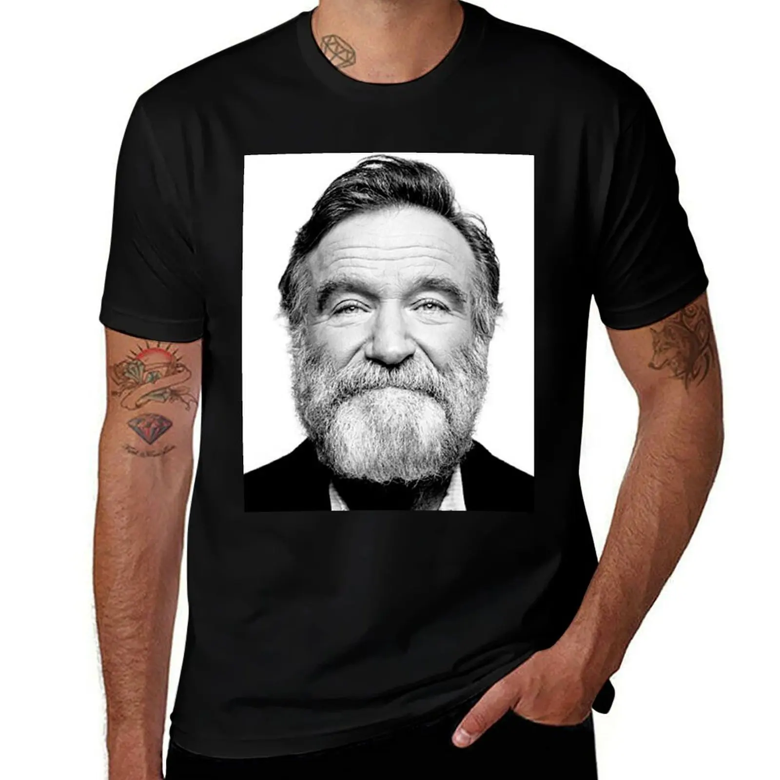

robin williams beard T-Shirt t shirts cotton 100% black cotton t-shirt plain for man package T-Shirt
