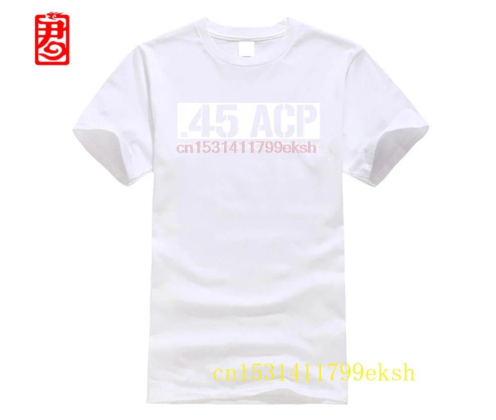 100% cotton o-neck custom printed T shirt 45 ACP because shooting twice is silly Funny gun shirt