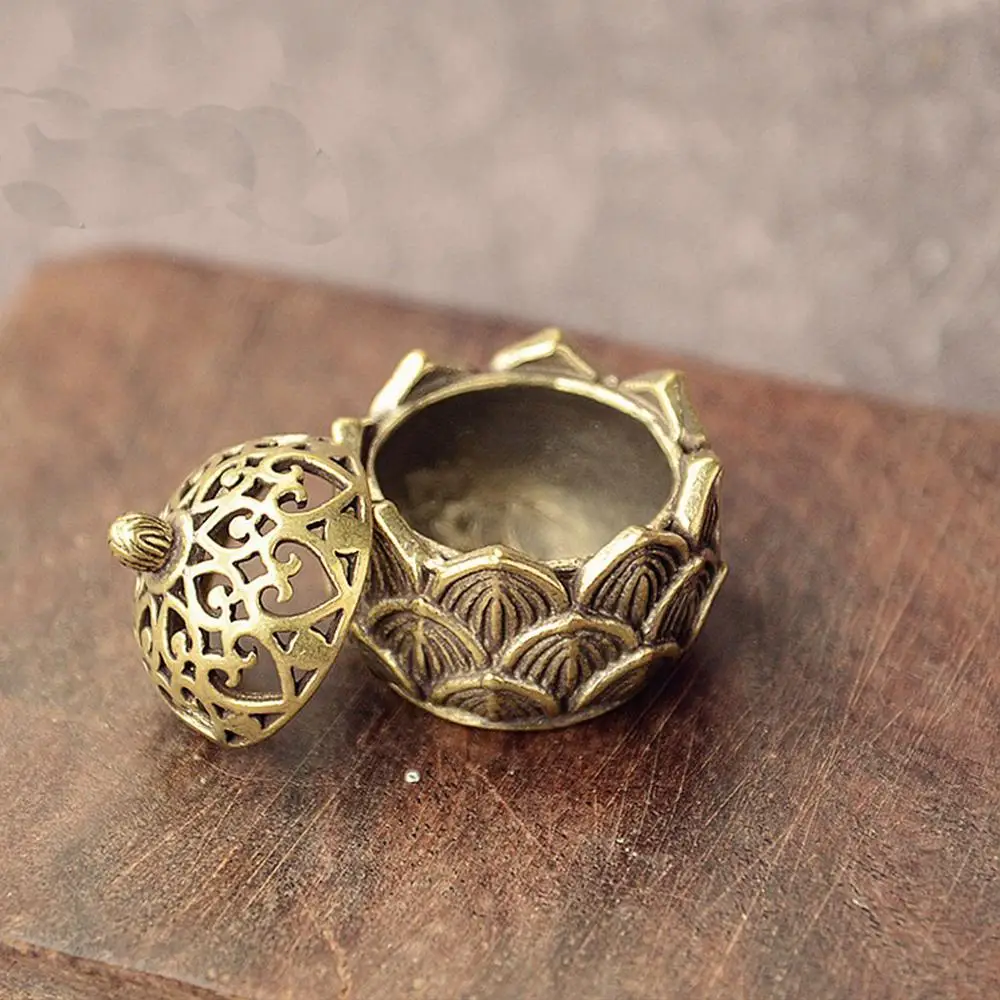 مبخرة صغيرة من النحاس لوتس حامل بخور صغير موقد مخروطي عتيق لليوجا والمنتجعات الصحية والمكتب ديكور المنزل الحلي