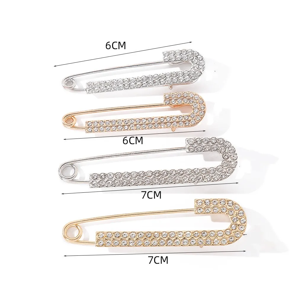 5pcs Silver Gold Large Rhinestone Safety Pin Brooch for DIY Women Skirts Scarf Shirt Clothing Decor Crafts Jewelry Making