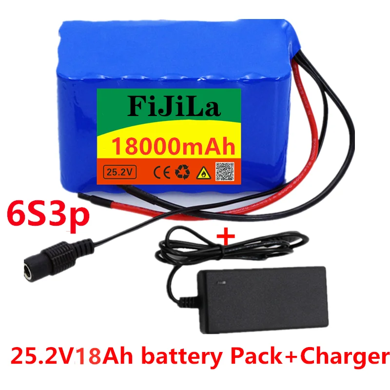 24V 18.0Ah 6s3p 18650 Battery Lithium Battery 25.2V 18000mAh Electric Bicycle Moped /Electric/Li ion Battery Pack with charger