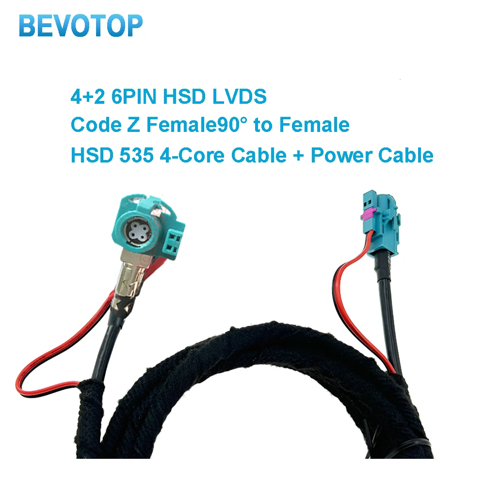 1PCS 4+2 6Pin HSD Cable Z-Type Female to Female Right Angle 90° High Speed Data Transmission LVDS Cable for Car Wire Harness