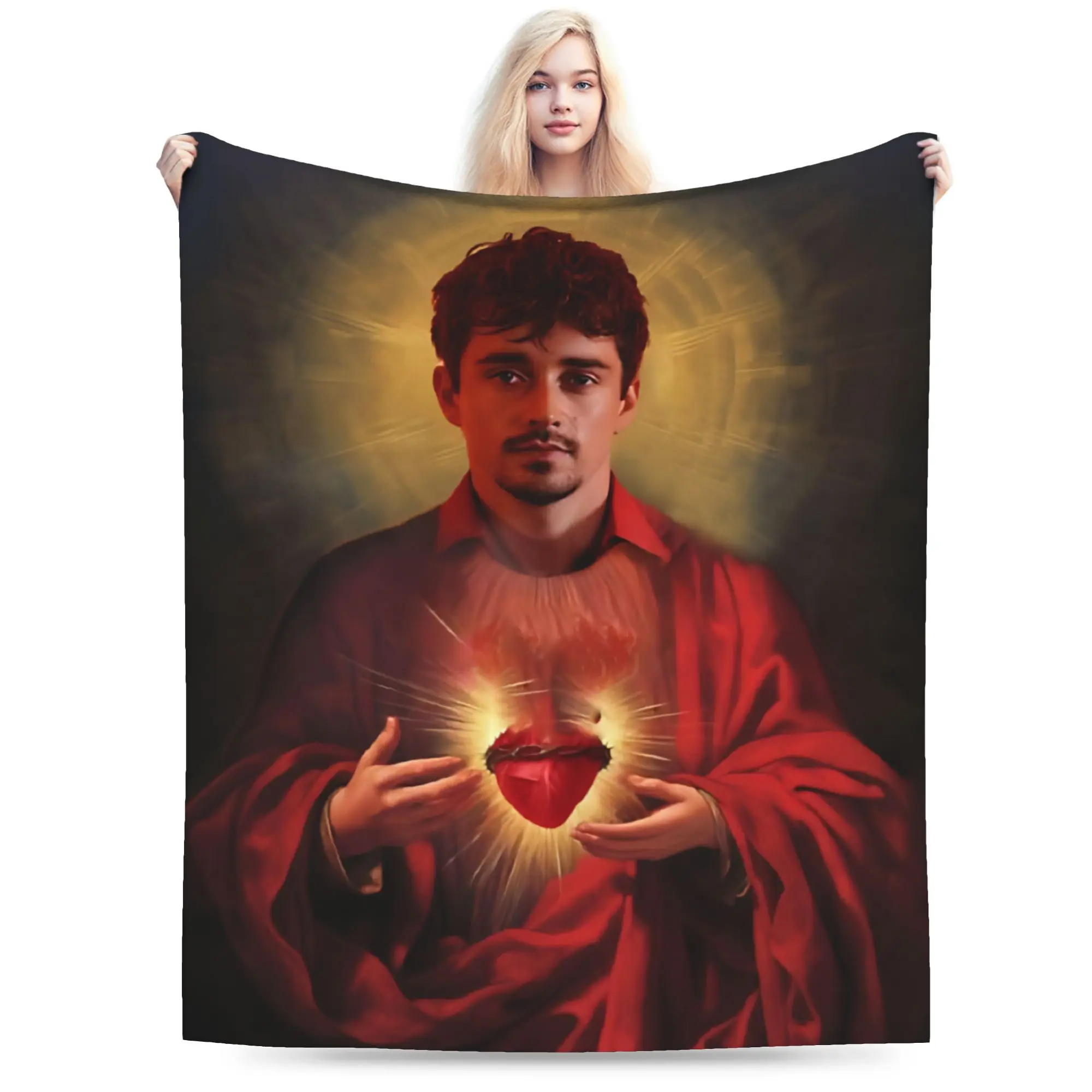C-Charles L-Leclerc  Jesus Premium Wool Blanket  Awesome Throw Blankets for Home 125*100cm Plush Thin Quilt