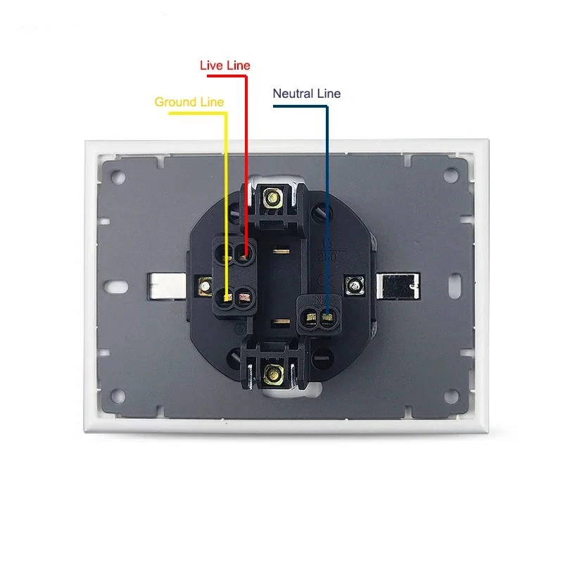 Wall Double Socets Upright Crystal Glass Panel EU Germany AC Power Points Plug Outlets 110-250V Netherlands Europe Home Office