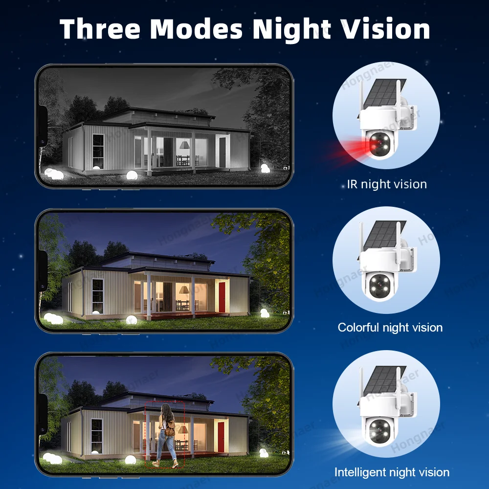 Hongnaer 4MP 6CH WiFi شبكة الفيديو PTZ IP اللاسلكية الرئيسية NVR الشمسية في الهواء الطلق CCTV عدة مجموعة نظام نظام نظام الكاميرا الأمنية