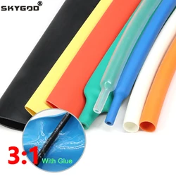 1/3/5m 3:1 Heat Shrink Tube 1.6/2.4/3.2/4.8/6.4/7.9/9.5/12.7/15.4/19.1/25.4/30/39/50mm Double Wall Glue Thermoretractile Tube