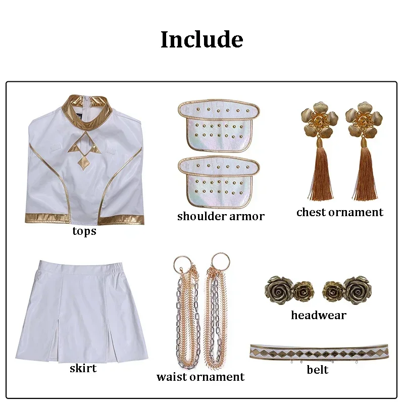 Kpop Rumi Zoey Mira Cosplay Costume Wig Women Girls White Leather Suit Halloween Carnival Party Comic-con Role Playing Outfit