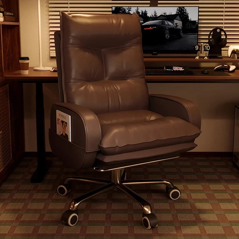 

Luxury Leather Office Chairs Adjustable Footrest Executive Desk Computer Office Chairs Comfy High Back Silla Gamer Furniture