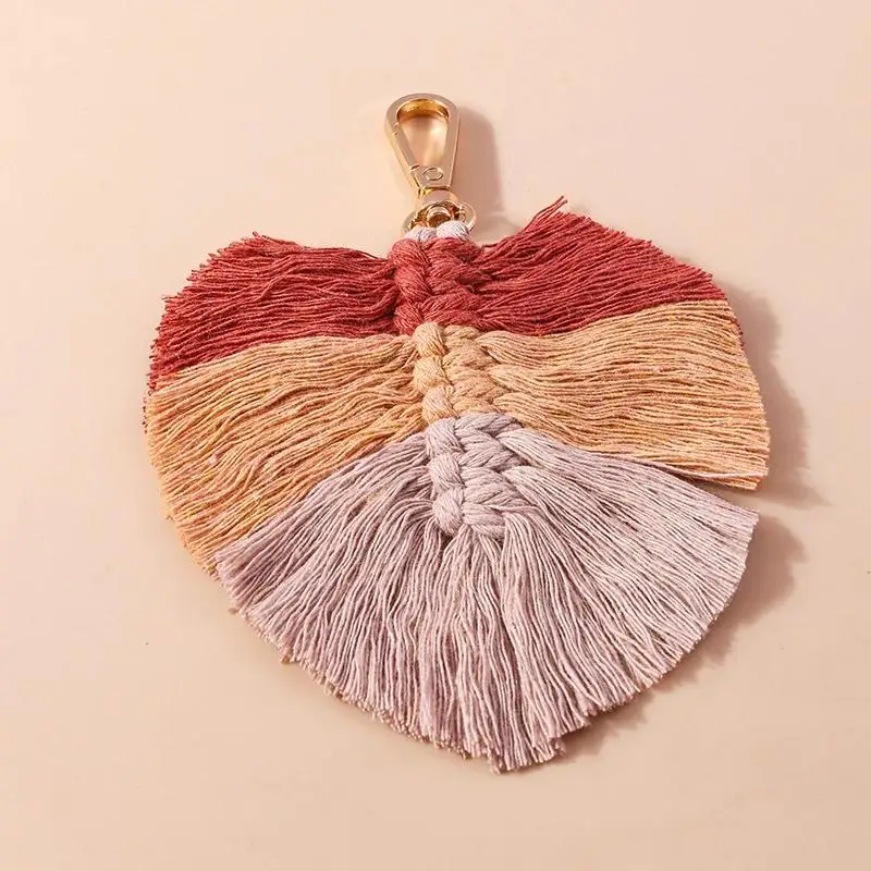 

Aihua Colorful Fluffy Leaf Shaped Tassel Keychain Women Handbag Decor Key Ring Pendant Handmade Jewelry Gifts