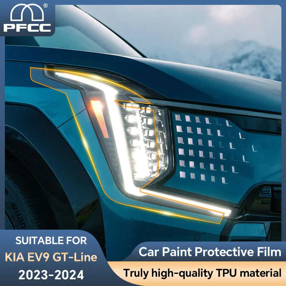 

Защитная пленка для фар PPF из ТПУ для KIA EV9 GT-Line 2023 2024, предварительно вырезанная пленка для заднего вида автомобиля, прозрачная самовосстанавливающаяся пленка против царапин