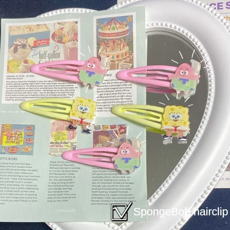 SpongeBob Hair Clips Kids Cartoon Hairpins Anime Barrette Cute Bangs Headwear Women Patrick Star BB Clips Headdress Accessories