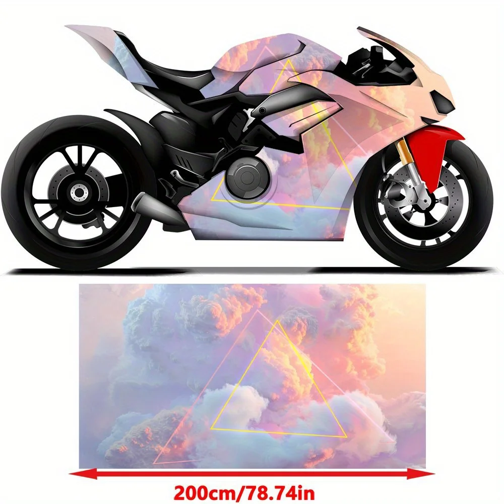 

Neon Cloud Triangle Stickers, Psychedelic Motorcycle Art，Motorcycle Vinyl Wrap, Waterproof Removable Decal Sticker, Universal Fi