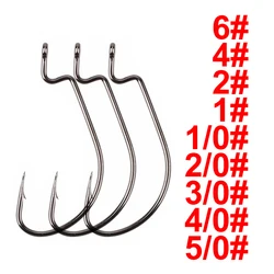 50pcs High strength crank hook black nickel hook lure soft bait hook with barbed lure hook wide net crank hook