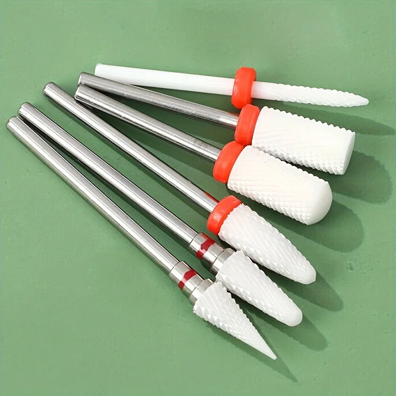 Kit-6PCS Forets à ongles en céramique, dissolvant de pédicure, pour gel acrylique, outils de polissage des ongles, outils de manucure de pédicure pour Nail Art