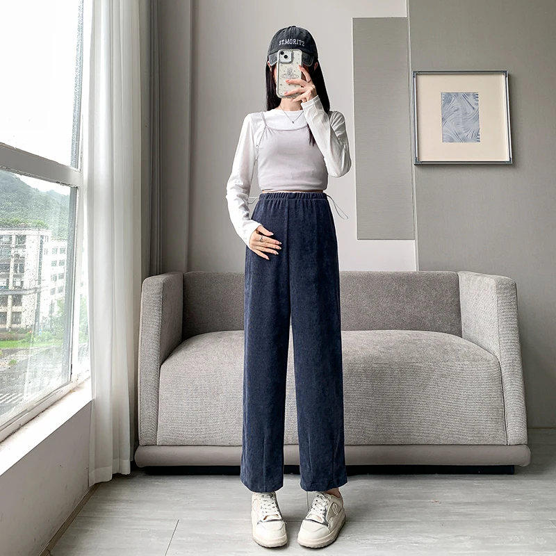 Maternity Oyster Velvet Harem Pants - 2024 A/W New Slim-Fit 'Grandma' Trousers with a Relaxed Tapered Leg Clothes for Pregnant