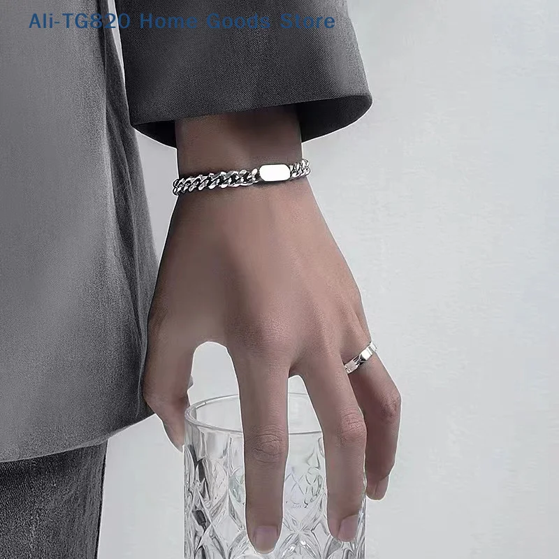 [TG820]Titanium Steel Trendy Square Bracelet Hip-hop Fashion Simple Personality Cold Cool Style Bracelet Hand Jewelry Gift