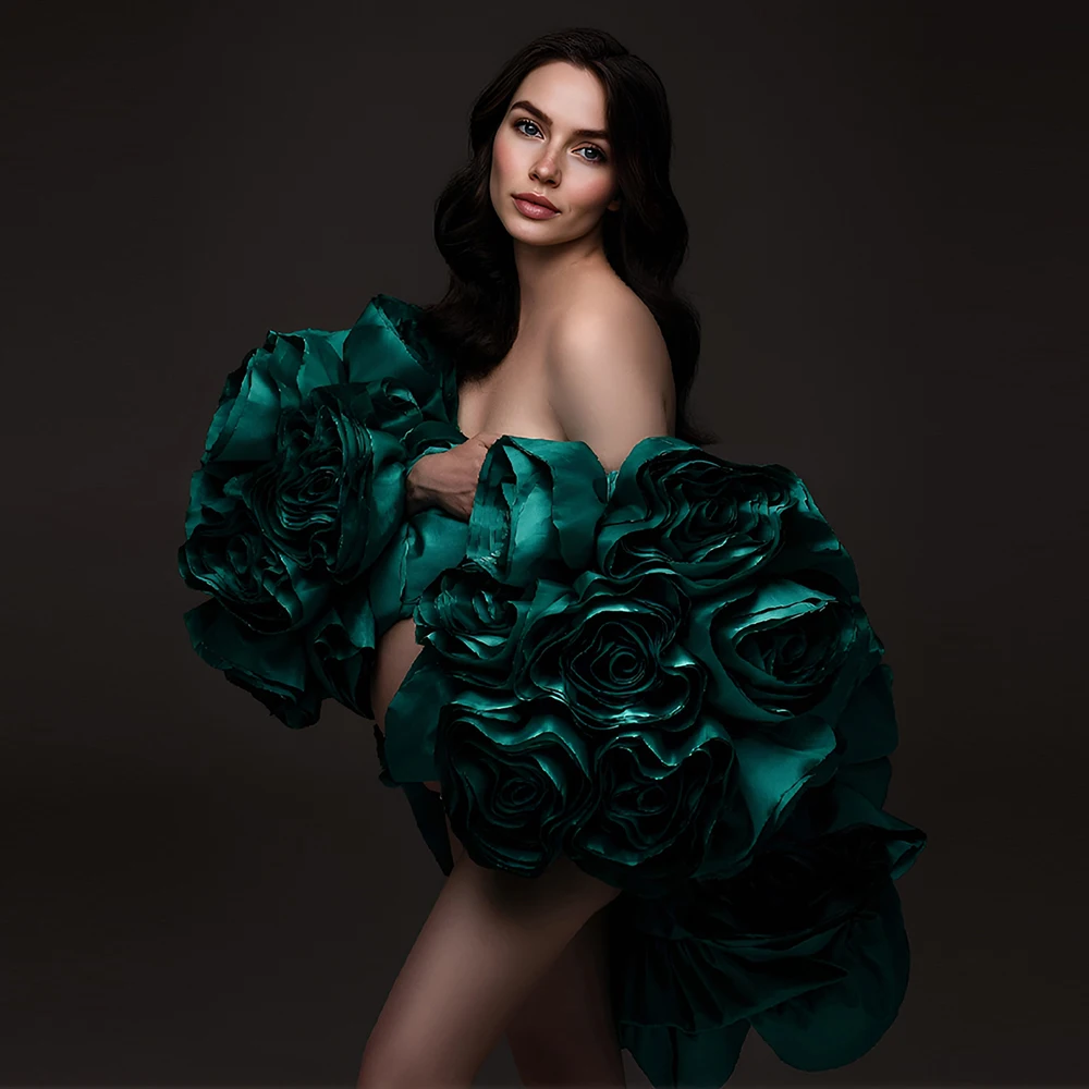 Custom Color Handmade 3DFlower Photoshoot Cape Long Maternity Jacket Bridal Floral Cape Long Bespoke Occasion Dresses Cover Up