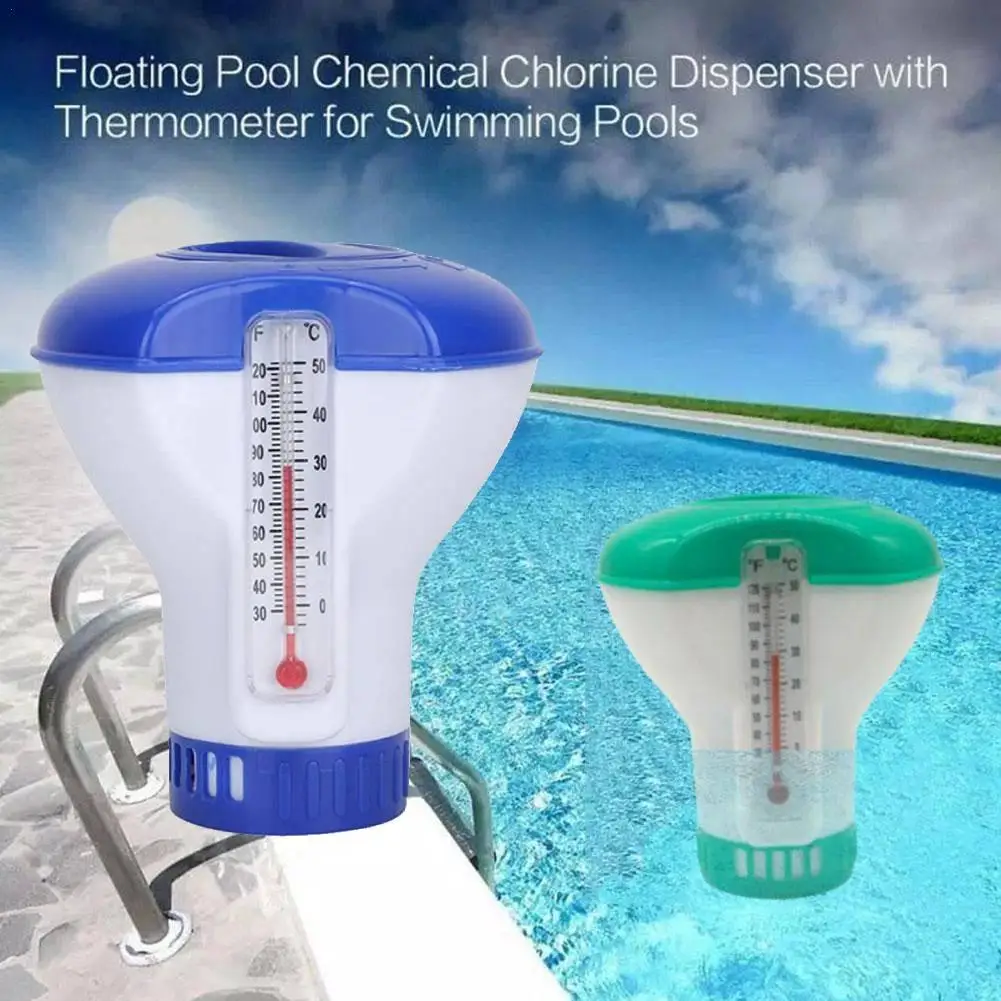 New Floating Pills Disinfecting Box With Thermometer Automatic Drug Dispenser Chemical Chlorine Dispenser Pool Accessories