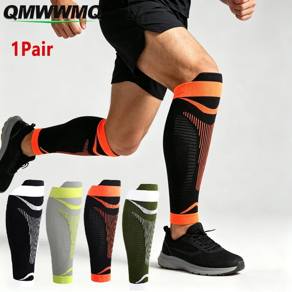 1Pair Sports Compression Calf Sleeves Elastic Pressure Leg Support Sleeve Breathable Non Slip for Running Marathon Gym Workout