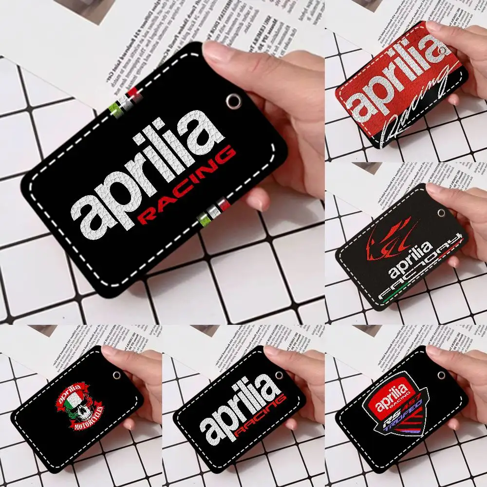 

Держатель для карт с логотипом мотоцикла A-Aprilia, подходит для кредитных карт, проездных билетов, прямоугольный брелок из мягкой кожи, защитный чехол для ключей