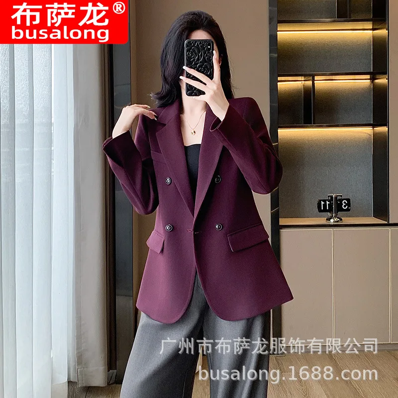 

2025Новый стильный модный костюм, повседневный женский профессиональный пиджак с длинными рукавами, официальная женская одинарная куртка, рабочая одежда5328