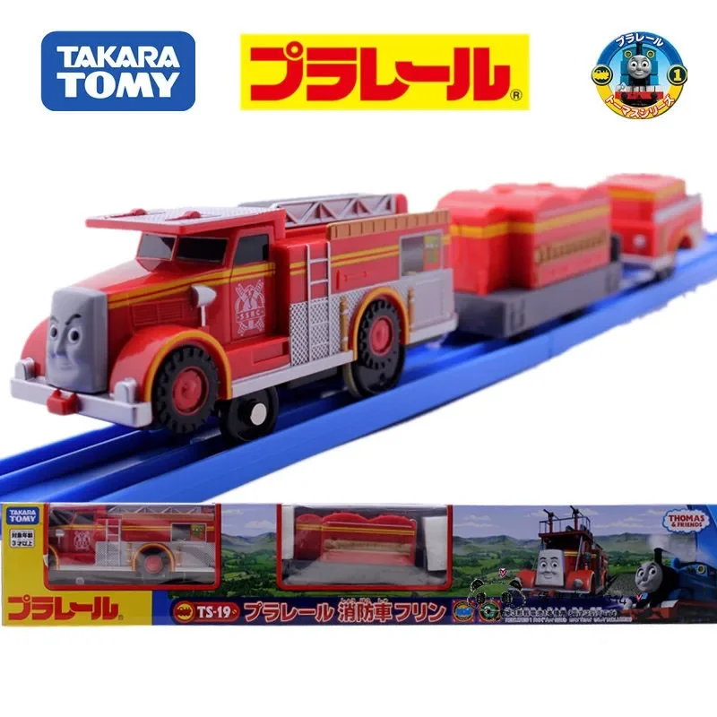 TAKARA TOMY 1:64 modelo de pista Thomas Train TS19 motor de bombeiros, brinquedo educativo infantil, perfeito para presentes de feriado aos amigos.