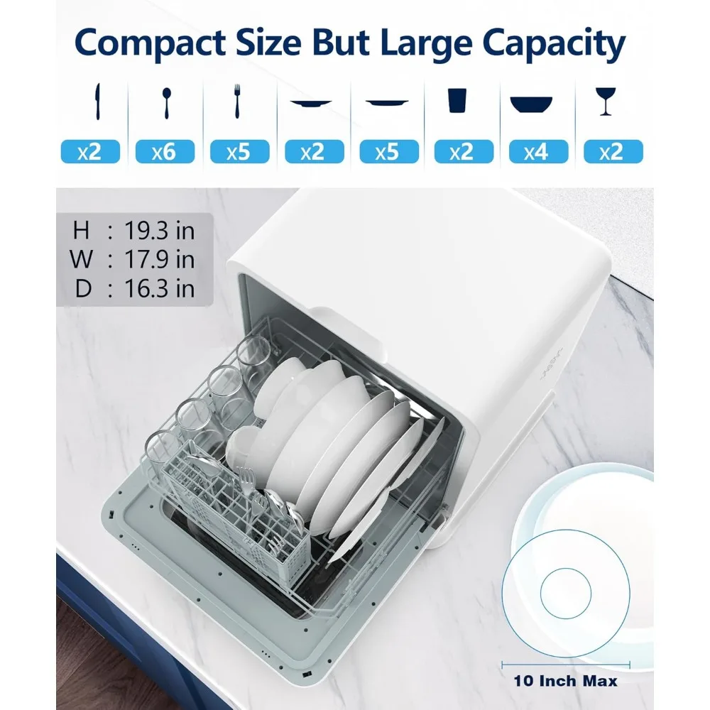 Countertop Dishwasher, 28 Pieces Dishes/Cycle, 6 Washing Programs&Hot Drying, Dish Washer, with Child Lock&Delayed Start