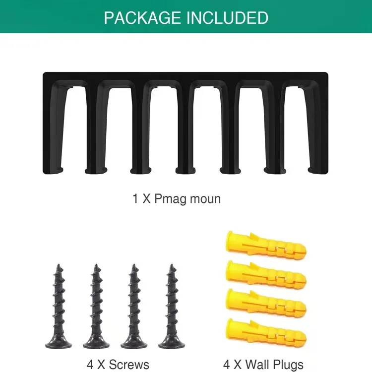 Solid 6x Standard Pmag Wall Mount, Mag Holder Magazine Storage Rack AR15 AR10 M1911 Glock G17 G19 G22 G23 G34 G43X m4 m16 AK47