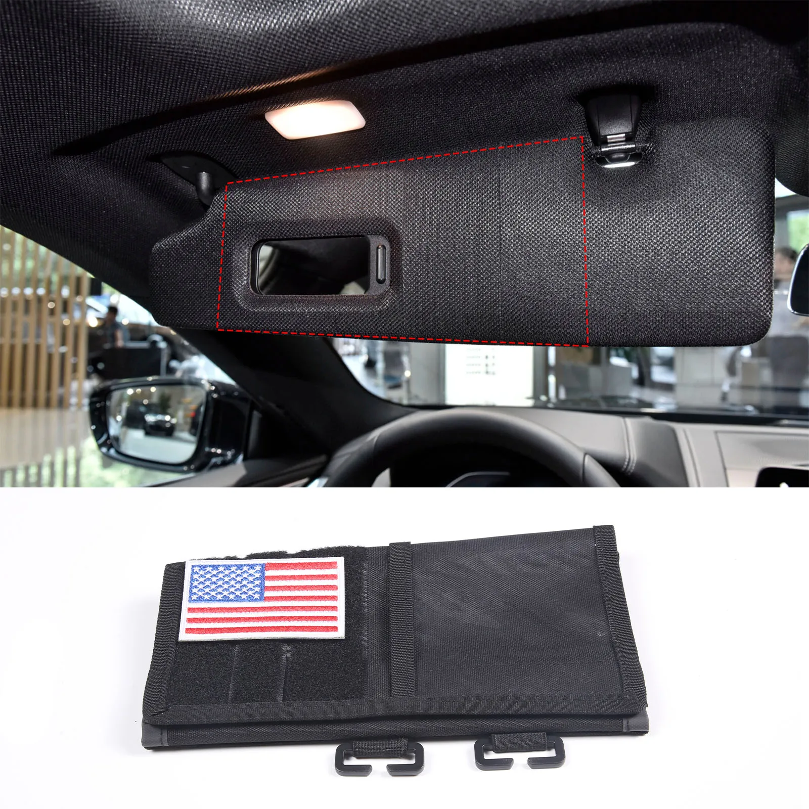 

For BMW 8 Series G14 G15 G16 2019-22 Oxford cloth Black Car Sun Visor Organizer Panel Multi-pocket Storage Bag Auto Accessories