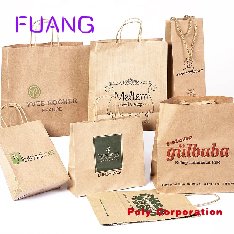 Custom  Cheap Kraft Brown Paper Bag Square Bottom Paper Bag Kraft Paper Bag Food Packaging with Handle