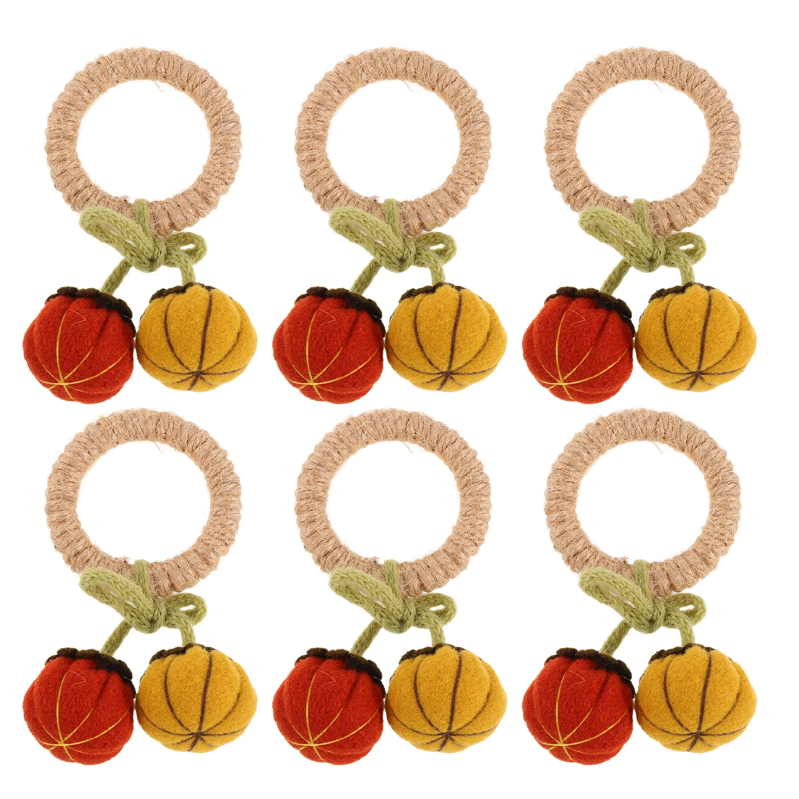 

6Pcs Pumpkin Napkin Rings Farmhouse Fall Decor Reusable Cloth Jute Buckles for Thanksgiving Dinner Party Harvest Festival Table