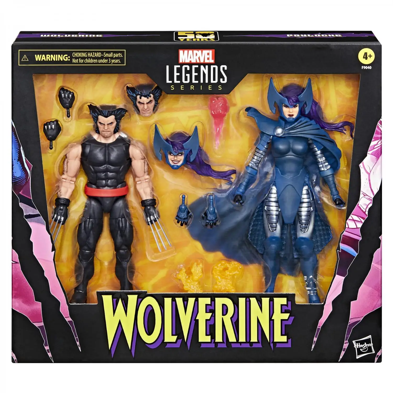 Marvel Legends Series Wolverine and Psylocke, 50Th Anniversary Comics Collectible 6-Inch Action Figure 2-Pack