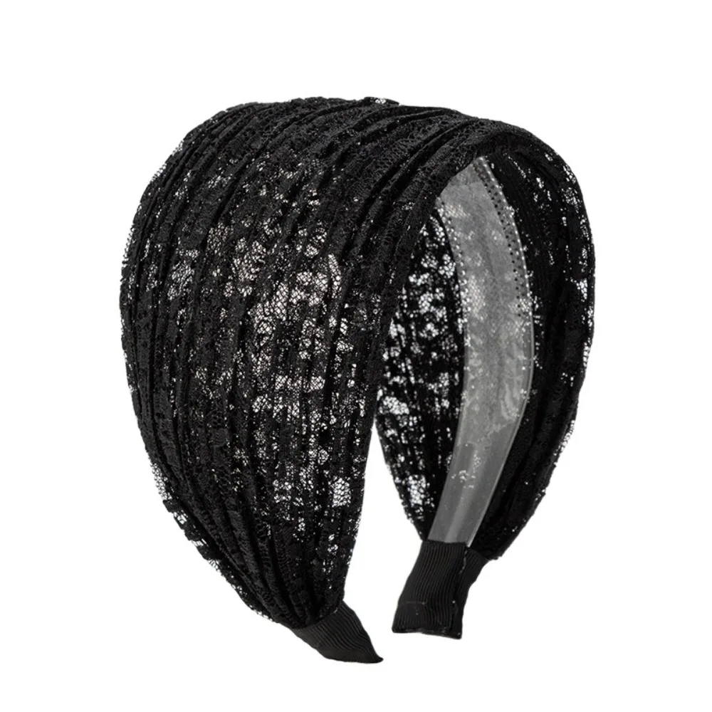 

Non Slip Lace Mesh Hair Band Hollow Headwear Wide Side Hair Hoop Hair Accessories Elastic Women Lace Hairbands