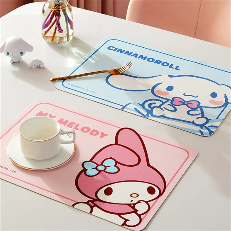 

Cinnamoroll Kuromi Meal Mat Insulation Household Waterproof Oil proof Washable Mat Bowl Mat Anti scalding Table and Table Mat