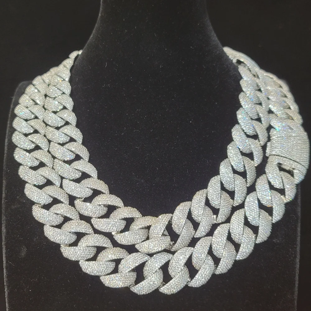 

Iced Out Thick Heavy 24MM Miami Cuban Link Chain Hip Hop Fashion Bracelet Rapper Gifts For Men Icy Pendant Necklace Jewelry