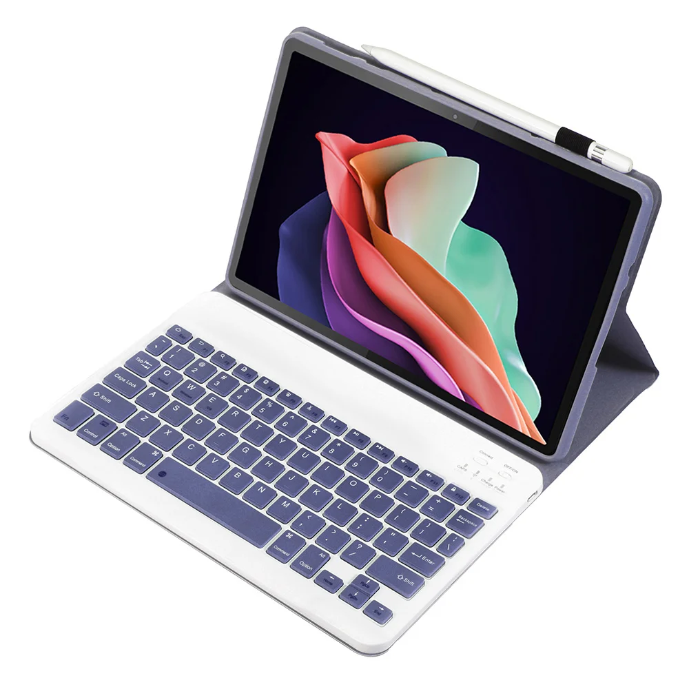 AH13 화웨이 메이트패드 SE 10.4인치 가죽+TPU 태블릿 커버(블루투스 호환 키보드 포함) - 퍼플