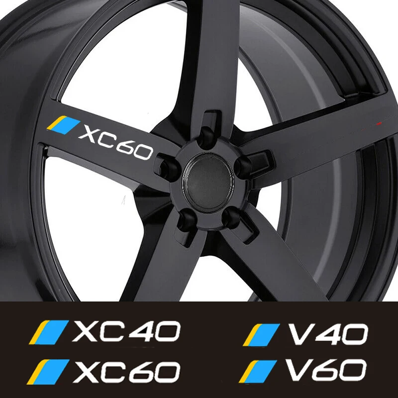 4Pcs Car Wheel Sticker For Volvo C30 S60 V50 XC90 XC60 V40 V60 V70 AWD C70 S80 S90 T6 V90 XC40 XC70 S40