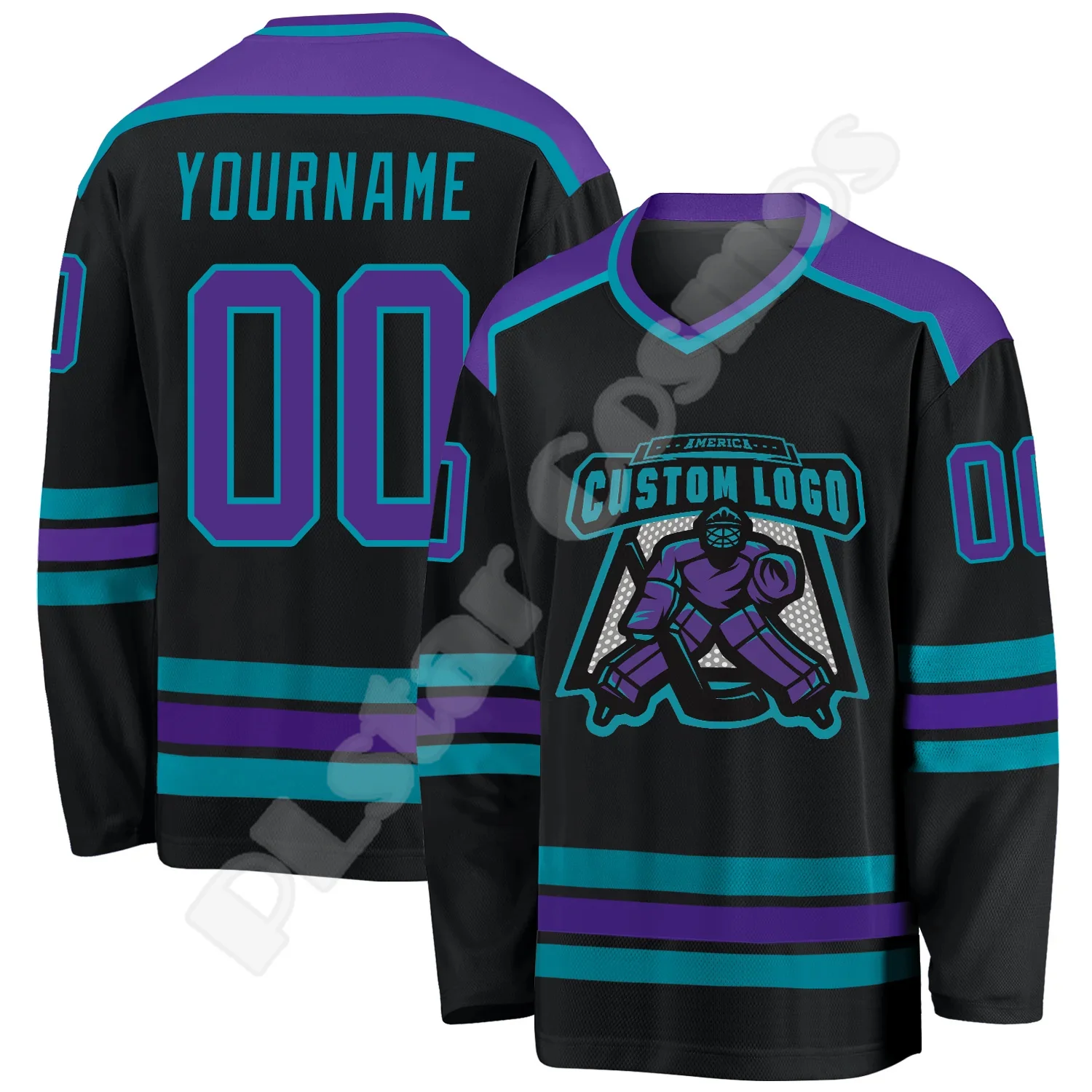 NewFashion Hockey Jersey Nombre personalizado Logo del equipo Número Jersey colorido Mangas largas Impresión 3DPrint Harajuku Casual Sudaderas divertidas D