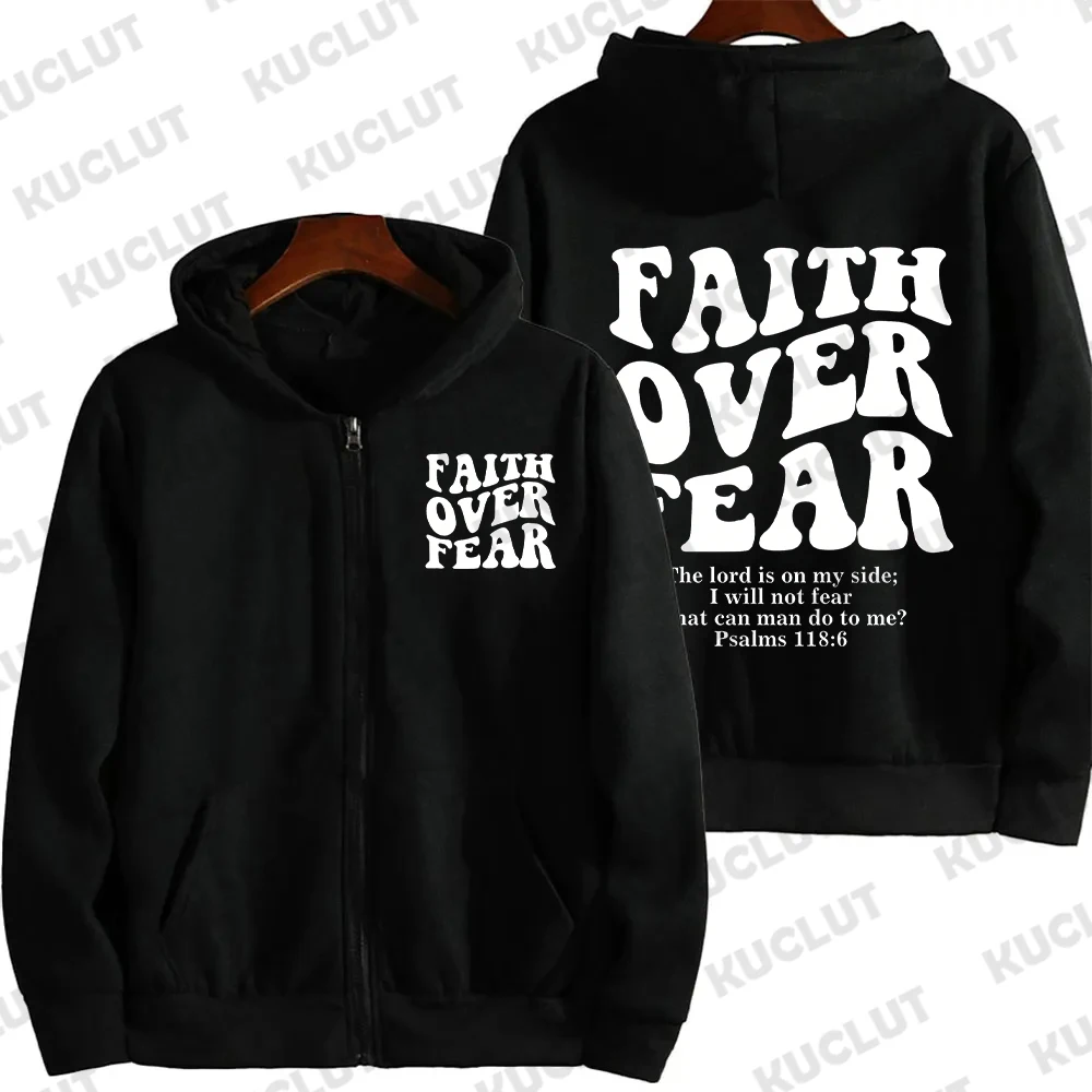 Geloof Over Angst Christelijke Vrouwen Rits Hoodie Christelijk Sweatshirt Jesus Hoodie Trendy Hoodie Bijbel Couplet Esthetische Jas Met Rits