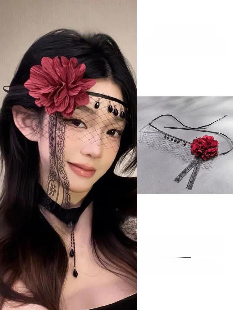 

K Sle Хэллоуин декоративная кружевная маска для лица для женщин сексуальная красная роза реквизит для фотосессии Par Accory Festival костюм