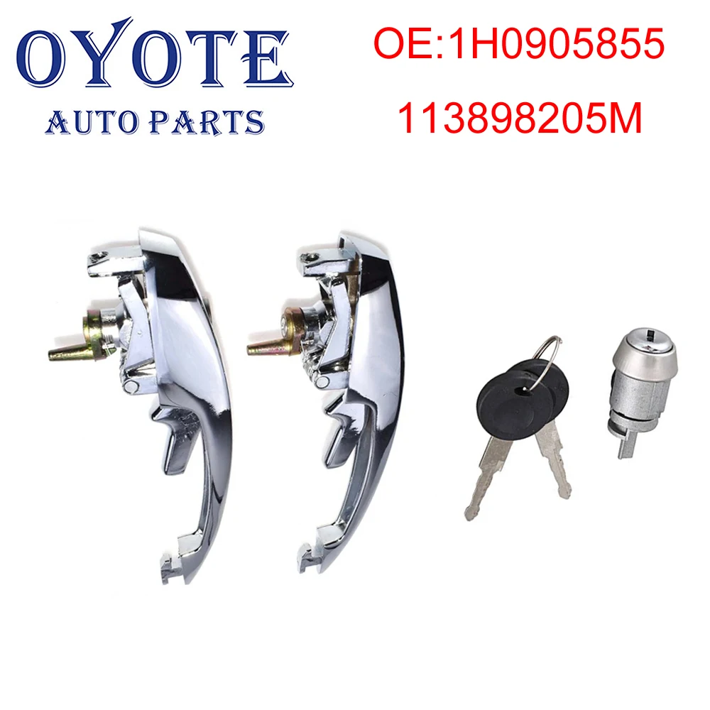 OYOTE 1H0905855 113898205M 113837205M Left Right Outer Door Handles With 2 Keys For VW Super Beetle Bug 1968-1979