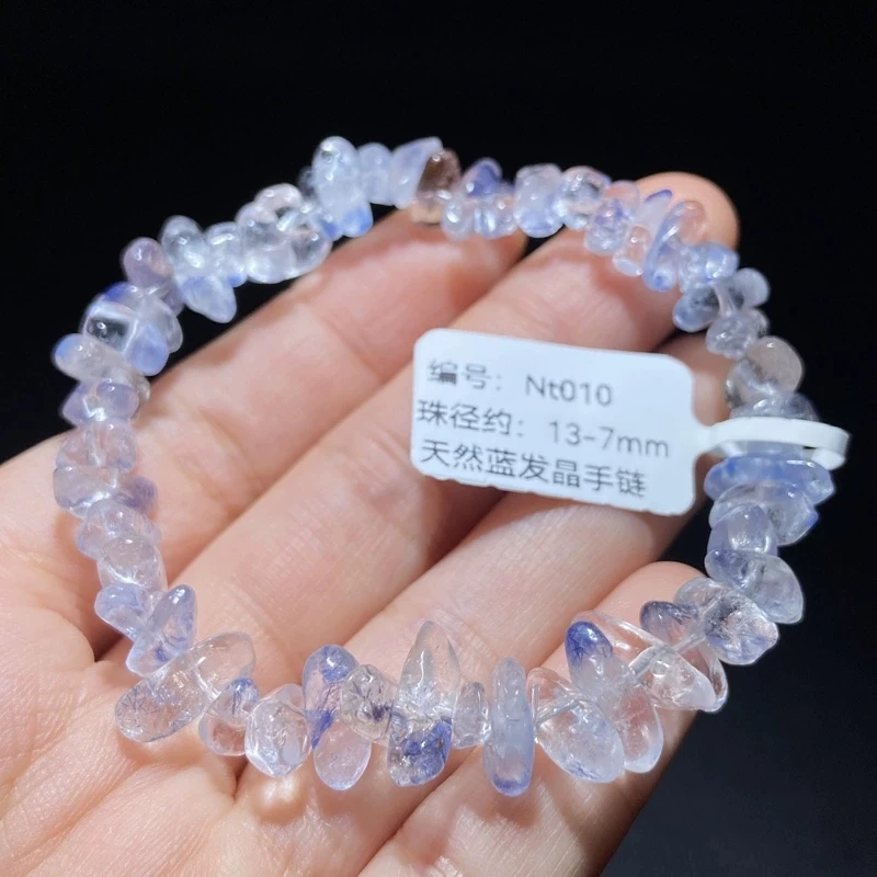 

Натуральный синий рутилированный дамортьитовый кварц женский браслет ювелирные изделия 13x7 мм кошачий глаз прозрачные бусины редкий камень AAAAA